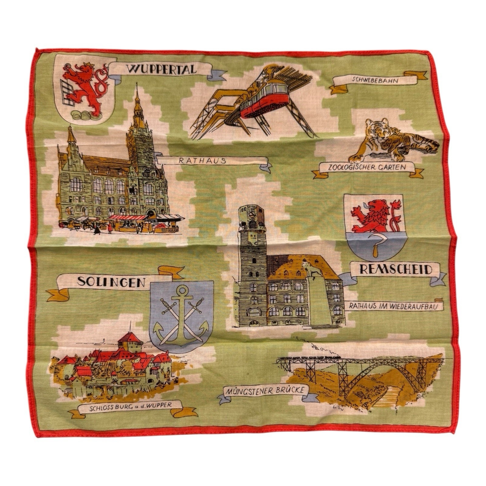 Handkerchief Vintage Authentic Germany Bergisches Land Region Souvenir  Clean